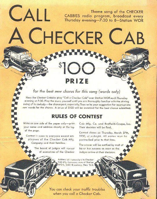 1930 Checker Cabs Flyer Page 1